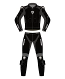 Image of leather suit front in black color