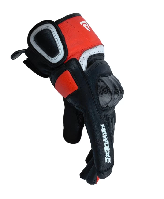 Gloves in black, red and white color